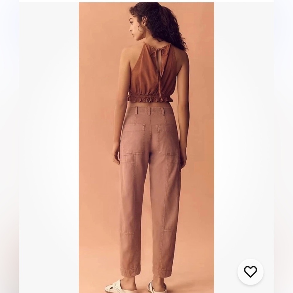 Anthropologie The Carson Utility Barrel Pants Plum Color new with tag Size 2 - Picture 2 of 10